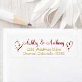 Claret Gold Whimsical Hearts Bruiloft Etiket (Insitu)