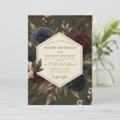 Claret Indigo Rembrandt Bruiloft Kaart (Staand voorkant)