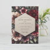 Claret Opulent Flora Bruiloft Kaart (Staand voorkant)