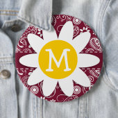 Claret Paisley; Bloemen; Daisy Ronde Button 6,0 Cm (In situ)