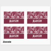 Claret Paisley; gepersonaliseerd Rechthoekige Sticker (Vel)