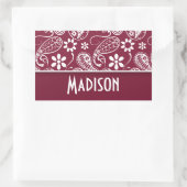 Claret Paisley; gepersonaliseerd Rechthoekige Sticker (Tas)