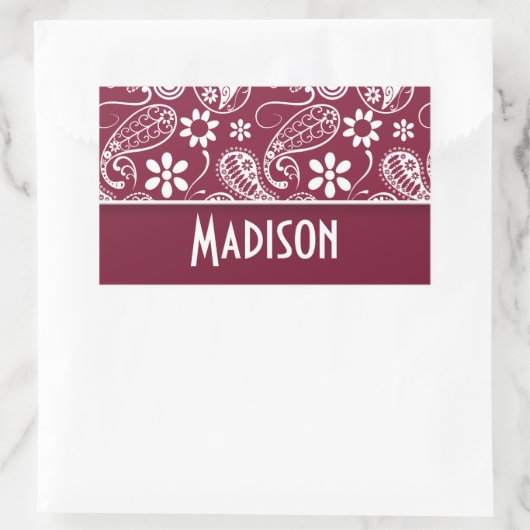 Claret Paisley; gepersonaliseerd Rechthoekige Sticker (Tas)