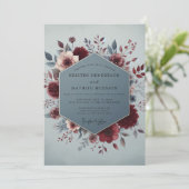 Claret Slate Painterly Bloom Wedding Kaart (Staand voorkant)
