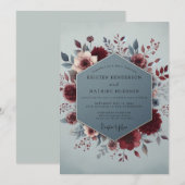 Claret Slate Painterly Bloom Wedding Kaart (Voorkant / Achterkant)