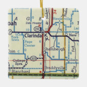 Clarinda IA  kaart Keramisch Ornament (Voorkant)