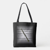Clarinet 3-D-vel Music Pillow Grey/Black Back ~ Tote Bag (Achterkant)