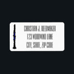 Clarinet Black silhouette clarinet blue tone holes Etiket<br><div class="desc">This Clarinet Black silhouette clarinet with the tone holes in modern blue match several Clarinet Daddy, Clarinet Dude, and Clarinet Birthday invitations, party supplies and gifts for your favorite clarinet guy. Celebrate your clarinet player after a special concert or recital or major accomplishment. Enjoy and make and support great music!...</div>