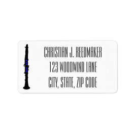 Clarinet Black silhouette clarinet blue tone holes Etiket