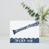 Clarinet Briefkaart - Retro Navy Blue White (Staand voorkant)