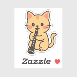 Clarinet Cat Playing Solo Sticker