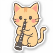 Clarinet Cat Playing Solo Sticker (Voorkant)