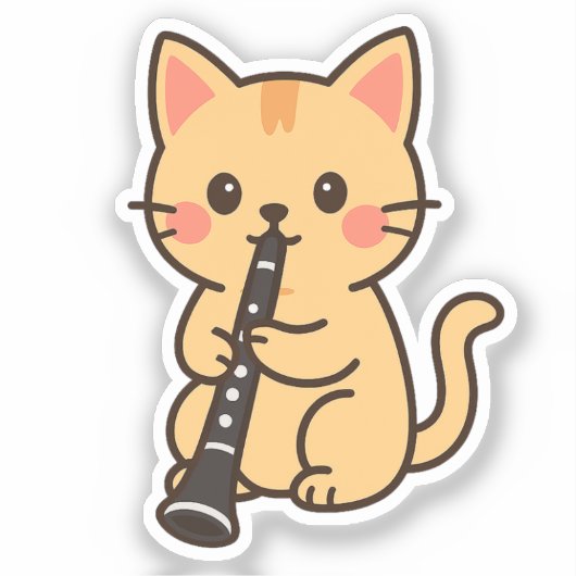 Clarinet Cat Playing Solo Sticker (Voorkant)