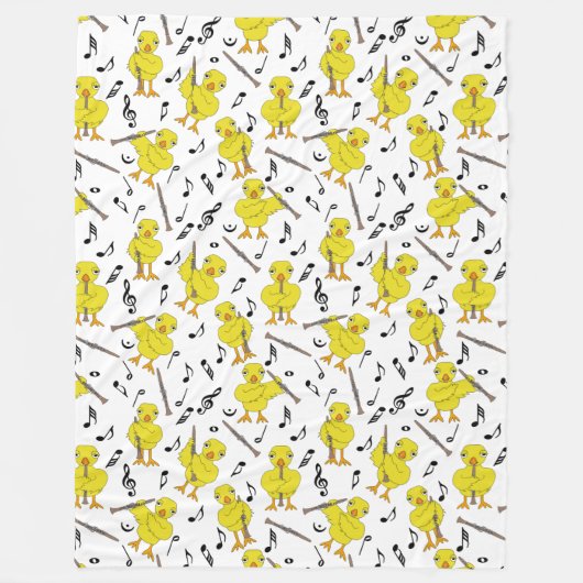 Clarinet Chick Clarinets Muzieknoten Fleece Blank Deken (Voorkant)