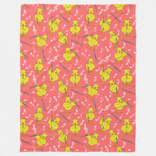 Clarinet Chick Clarinets Muzieknoten Fleece Deken (Voorkant)