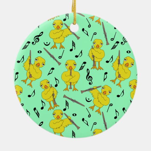 Clarinet Chick Clarinets Muzieknoten Keramisch Ornament (Achterkant)