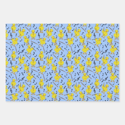Clarinet Chick Clarinets Muzieknoten Wrapping Pap Inpakpapier Vel (Voorkant 2)