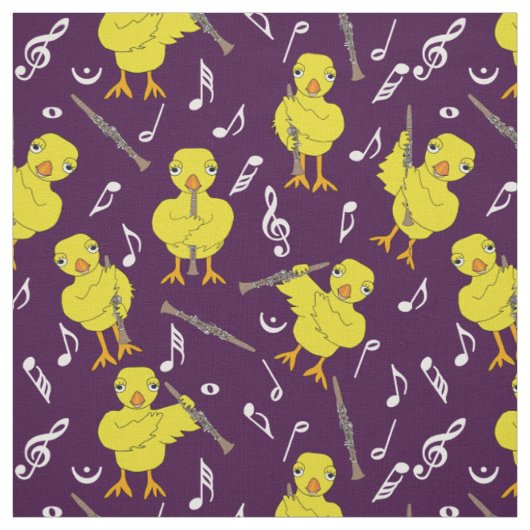 Clarinet Chick Muzieknoten Stof (Swatch)
