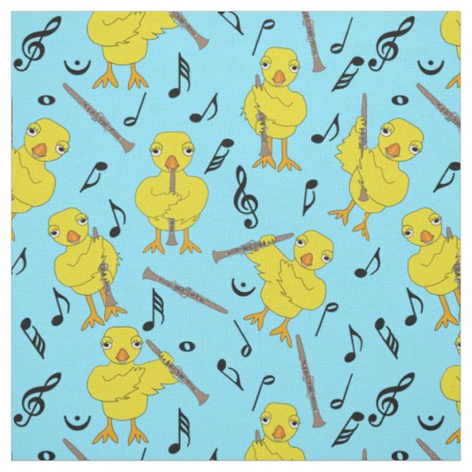 Clarinet Chick Muzieknoten Stof (Swatch)