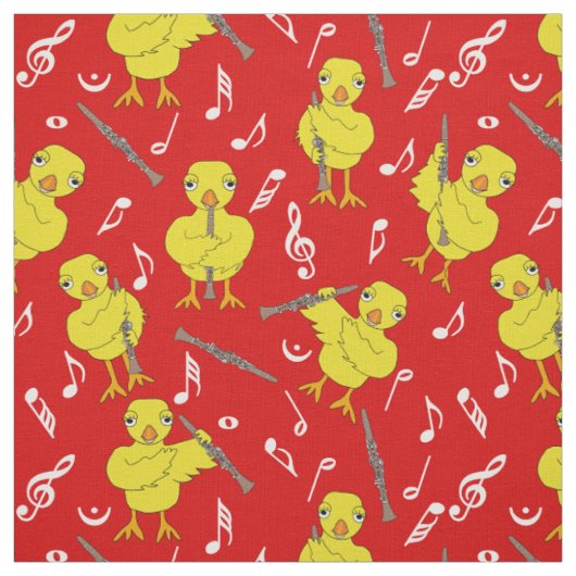Clarinet Chick Muzieknoten Stof (Swatch)