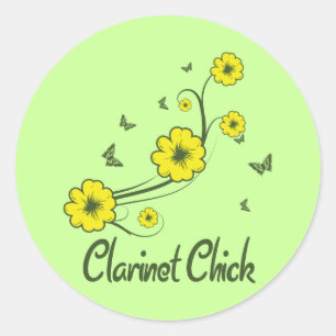 Clarinet Chick Ronde Sticker