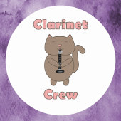 Clarinet Crew Cat Pink Ronde Sticker