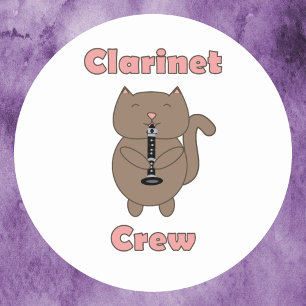 Clarinet Crew Cat Pink Ronde Sticker
