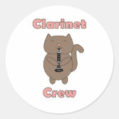 Clarinet Crew Cat Pink Ronde Sticker (Voorkant)