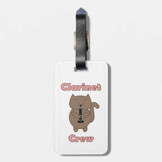 Clarinet Crew Roze Bruine Kat Bagagelabel (Achterkant verticaal)