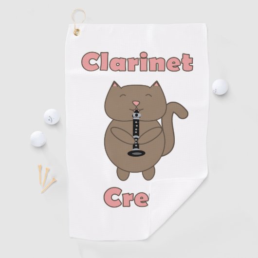 Clarinet Crew Roze Bruine Kat Golfhanddoek (Insitu)