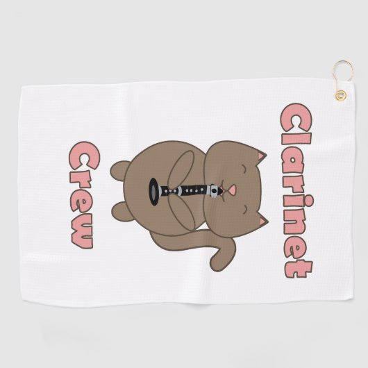 Clarinet Crew Roze Bruine Kat Golfhanddoek (Horizontaal)