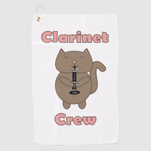 Clarinet Crew Roze Bruine Kat Golfhanddoek (Voorkant)