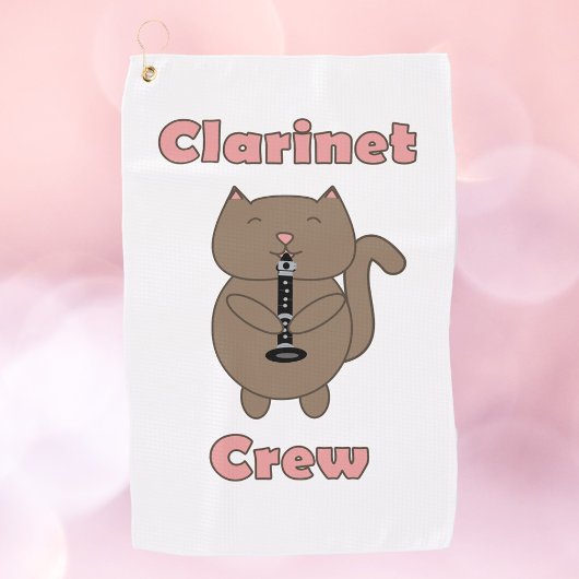 Clarinet Crew Roze Bruine Kat Golfhanddoek