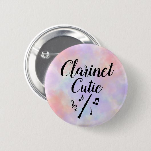 Clarinet Cutie Waterverf Music Button (Voorkant /achterkant)