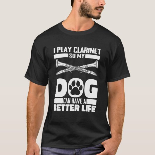 Clarinet Dog - Woodwind Instrument Clarinetist T-shirt (Voorkant)