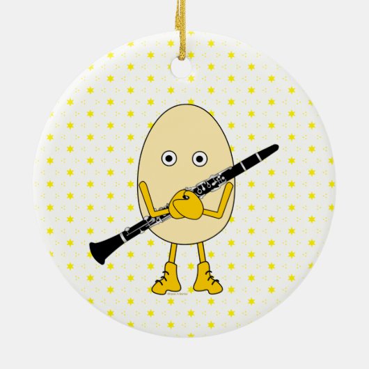 Clarinet Egghead Keramisch Ornament (Achterkant)