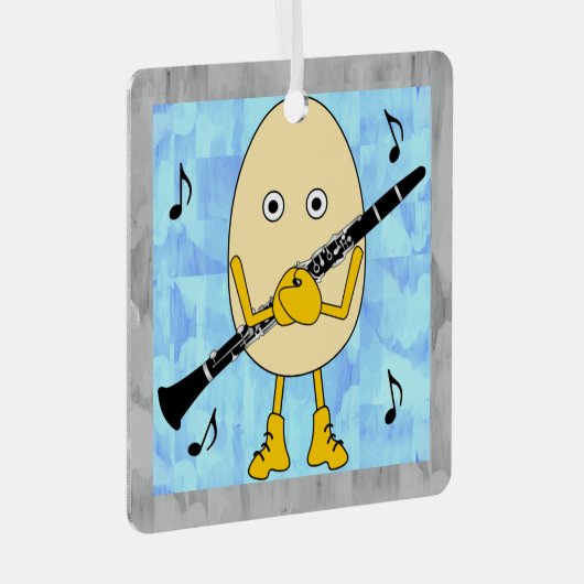 Clarinet Egghead Metalen Ornament (Voorkant Rechts)