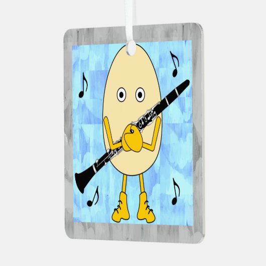 Clarinet Egghead Metalen Ornament (Voorkant links)