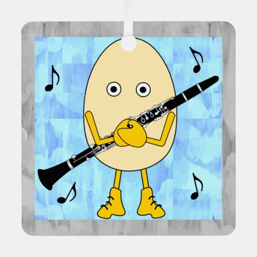 Clarinet Egghead Metalen Ornament (Voorkant)