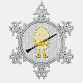 Clarinet Egghead Tin Sneeuwvlok Ornament