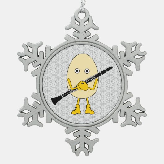 Clarinet Egghead Tin Sneeuwvlok Ornament (Voorkant)