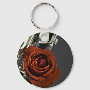 Clarinet en Red Rose Sleutelhanger