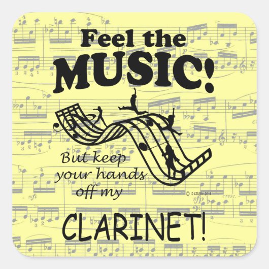 Clarinet Feel the Music Square Sticker (Voorkant)