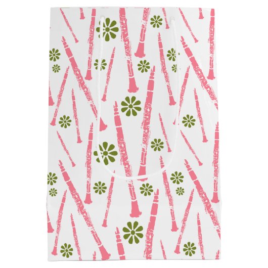 Clarinet Floral Music Threadroze & Green Medium Cadeauzakje (Achterkant)