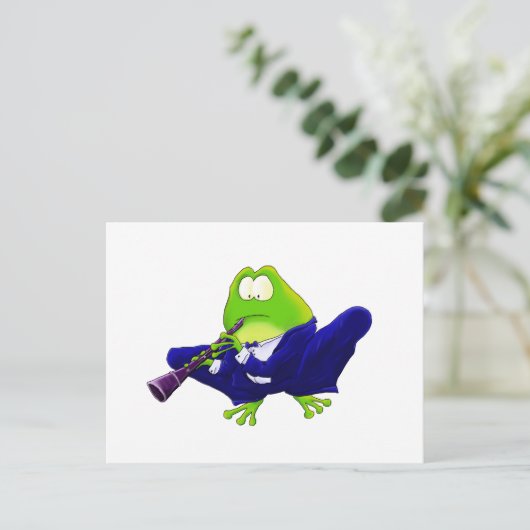 Clarinet Frog Briefkaart (Staand voorkant)