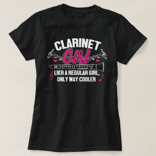 Clarinet Girl Funny Cute Marching Band Gifts Match T-shirt (Design voorkant)