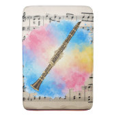 Clarinet Harmony: kleurrijke Waterverven Badmat (Voorkant Verticaal)