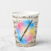 Clarinet Harmony: kleurrijke Waterverven Papieren Bekers (Achterkant)