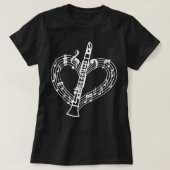 Clarinet Heart Shape Musical Notes Music lovers Gi T-shirt (Design voorkant)