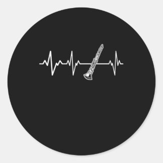 Clarinet Heartbeat Classic Clarinetist Gift Idea Ronde Sticker